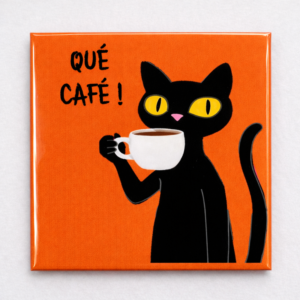 Ímã gatinho preto qué café!