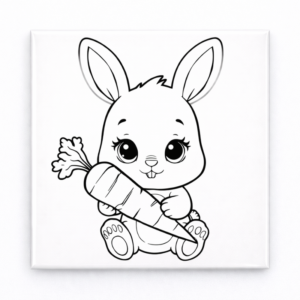 Ímã para colorir - Coelho com cenoura